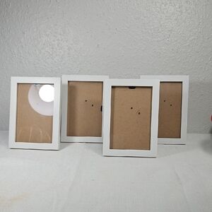 Set of 4 white Harbortown wooded picture frames :6.75x4.75 hold 4x6